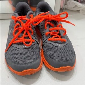 Under Armour Kids Gray and Orange Mesh Sneakers